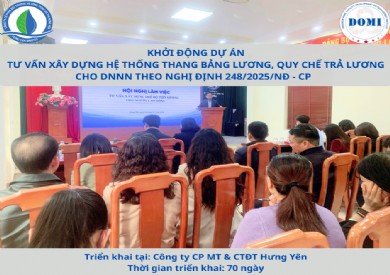 KHỞI ĐỘNG DỰ ÁN TƯ VẤN XÂY DỰNG THANG BẢNG LƯƠNG, QUY CHẾ TRẢ LƯƠNG TẠI CÔNG TY CP MÔI TRƯỜNG VÀ CÔNG TRÌNH ĐÔ THỊ HƯNG YÊN